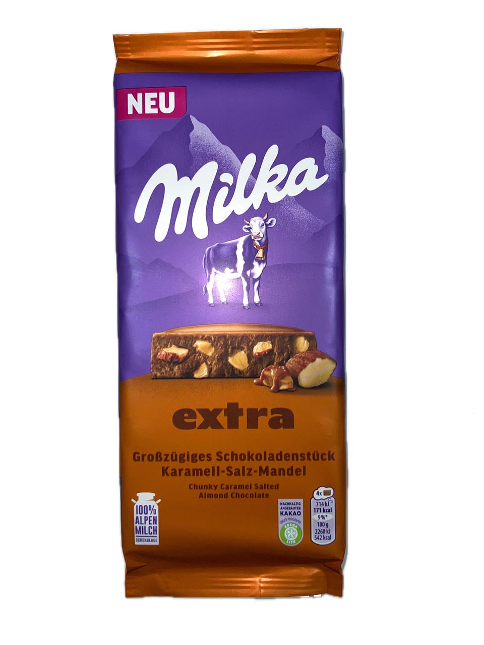 Шоколад Milka Extra с миндалем и соленой карамелью 190 г
