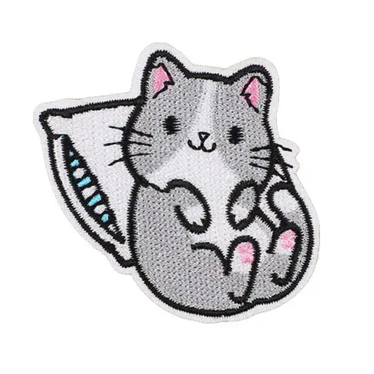 Термонаклейка на одежду для ремонта и декора милый Котик на подушке (70369)