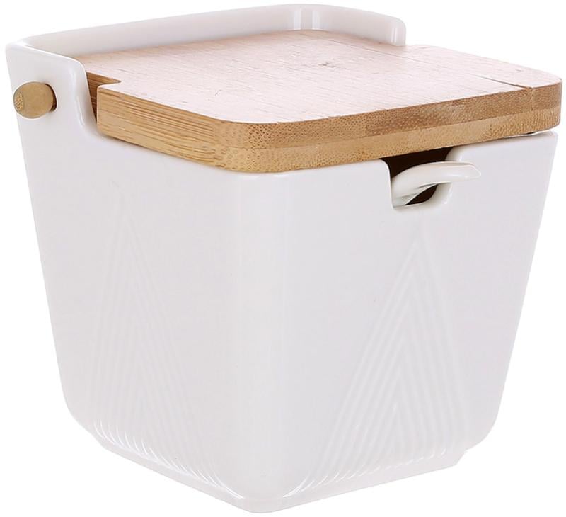 Банка для сахара/соли/пеций с бамбуковой откидной крышкой 10,5х9,5 см