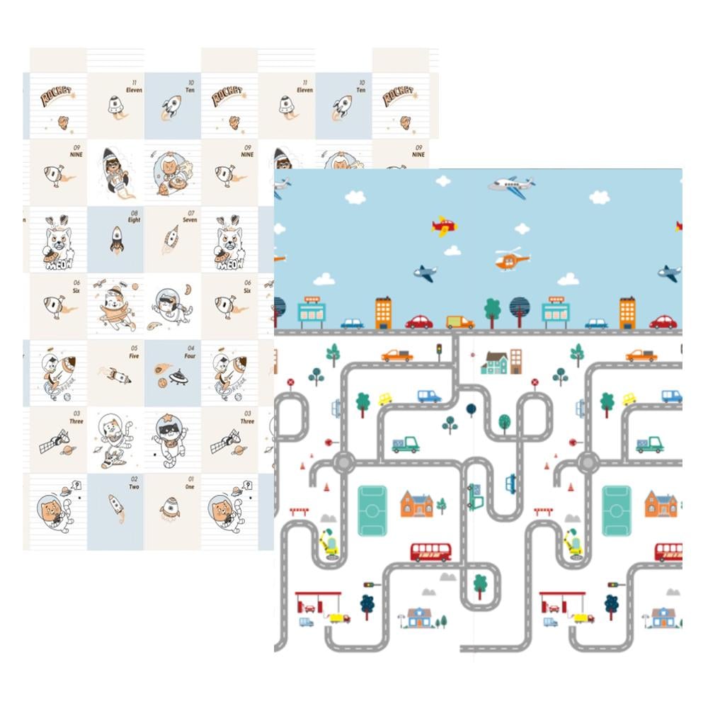 Коврик детский Poppet двусторонний Дорожный лабиринт та Космические приключения 150х180x1 см (PP039-150)