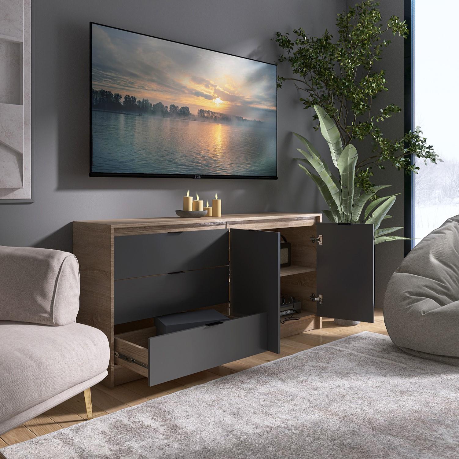 Комод Everest Сити 1500 1502х380х746 мм Сонома/Графит (11416) - фото 4 Комод Everest Сити 1500 1502х380х746 мм Сонома/Графит (11416) - фото 4