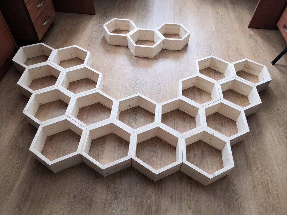 Полочка шестиугольная сборная 23х20х9 см. 6 шт. (22918363) - фото 2