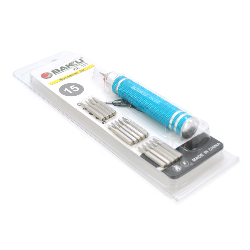 Набір викруток BAKKU BK-315 універсальний сталь 1 ручка/15 насадок (YUT_V2901)