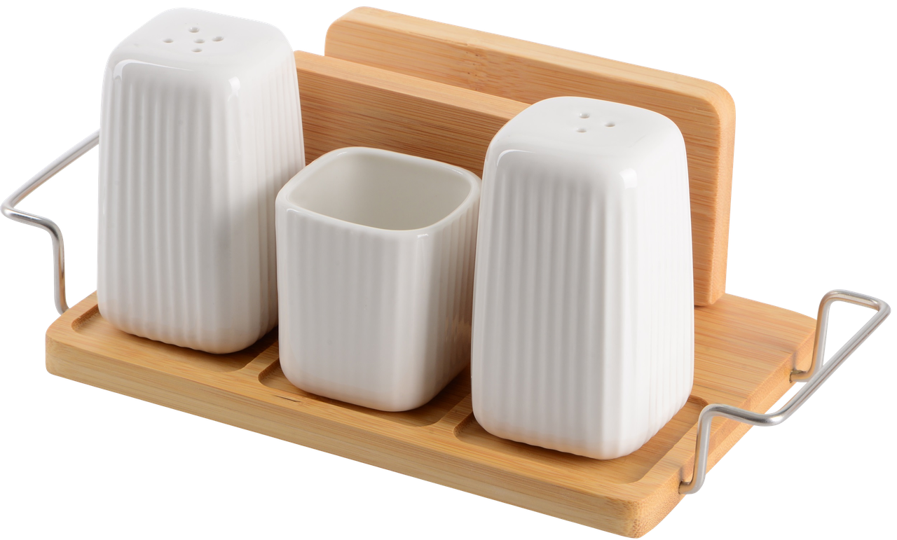 Набор для специй LED CLASSIC Limited Edition на бамбуковой подставке соль/перец/для зубочисток 3 шт. (B010805)