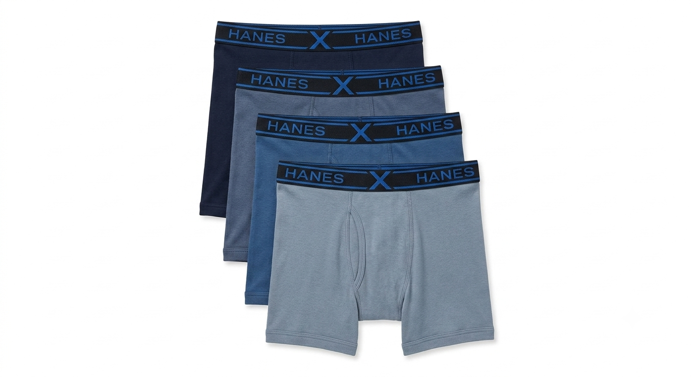 Набор трусов мужских боксеров удлиненный фасон Hanes PLATINUM 4 шт. M Синий (6684654)