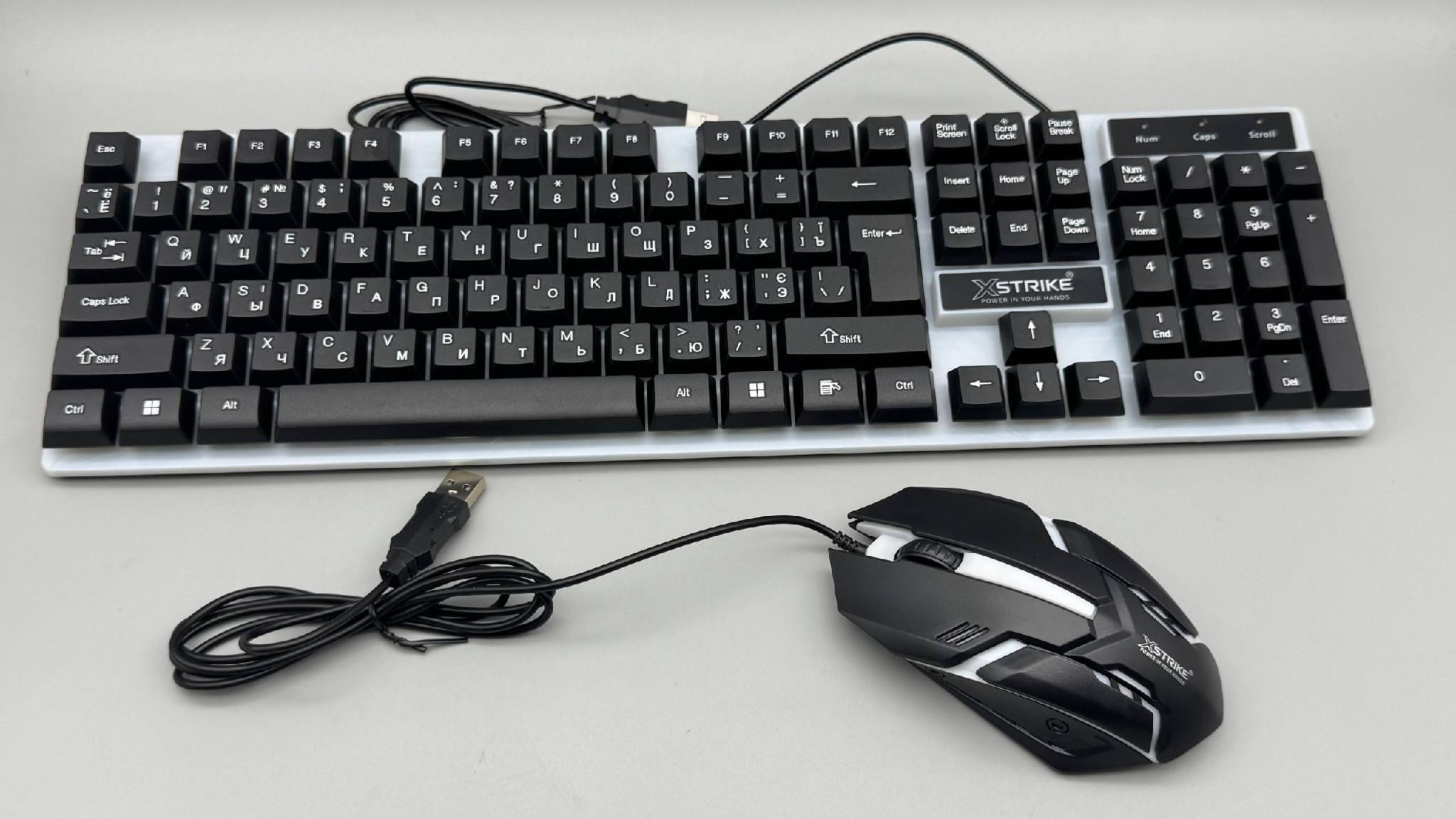 Комплект провідна клавіатура з мишкою Xstrike X-1014 з RGB-підсвічуванням USB Чорний