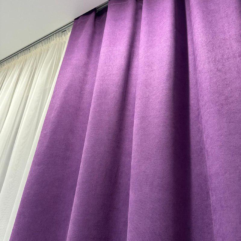 Комплект штор микровелюр 2 шт. 1,5х2,7 м готовые на шторной тесьме 6 см Фиолетовый (petek-V98) - фото 2