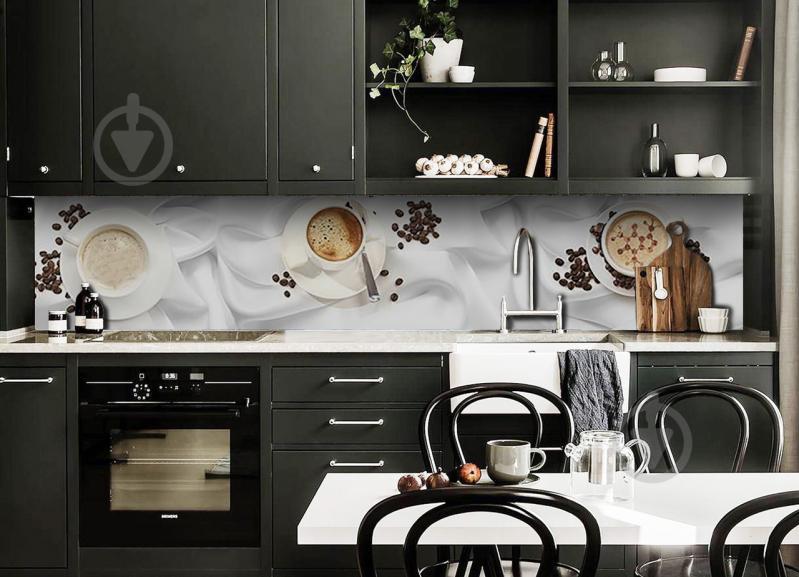 Наклейка виниловая кухонный фартук Zatarga "Молекулы Кофе" 600х2500 мм - фото 3 Наклейка виниловая кухонный фартук Zatarga "Молекулы Кофе" 600х2500 мм - фото 3