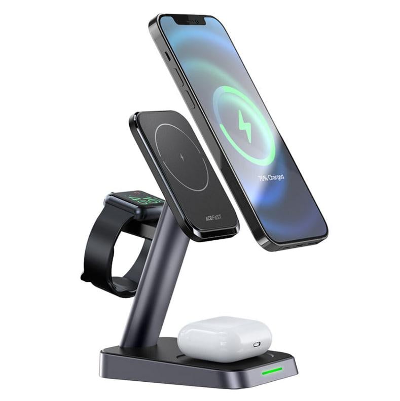 Зарядний пристрій бездротовий Acefast E3 desktop wireless charging stand Black (AFE3) - фото 2