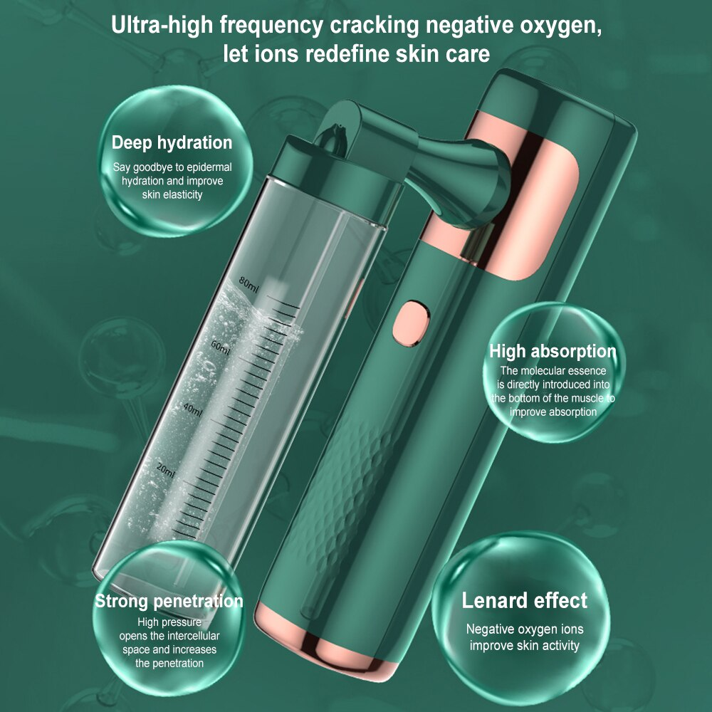 Аппарат кислородной мезотерапии Nano Atomizer для лица с аккумулятором Зеленый (db1d46af) - фото 8