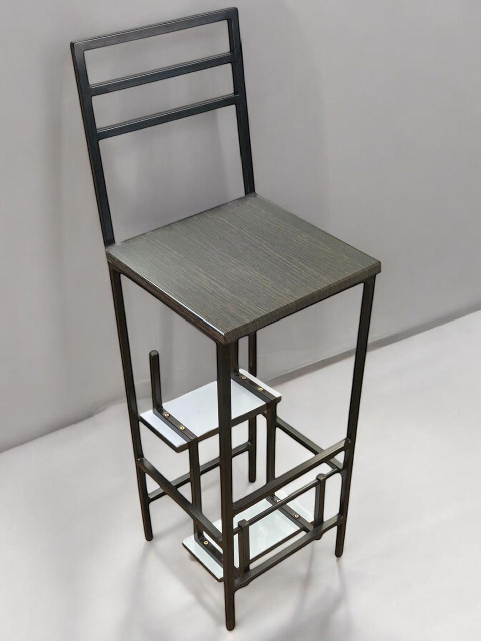 Стілець драбини лофт Magnus зі спинкою на три сходинки Чорний/Венге - фото 2