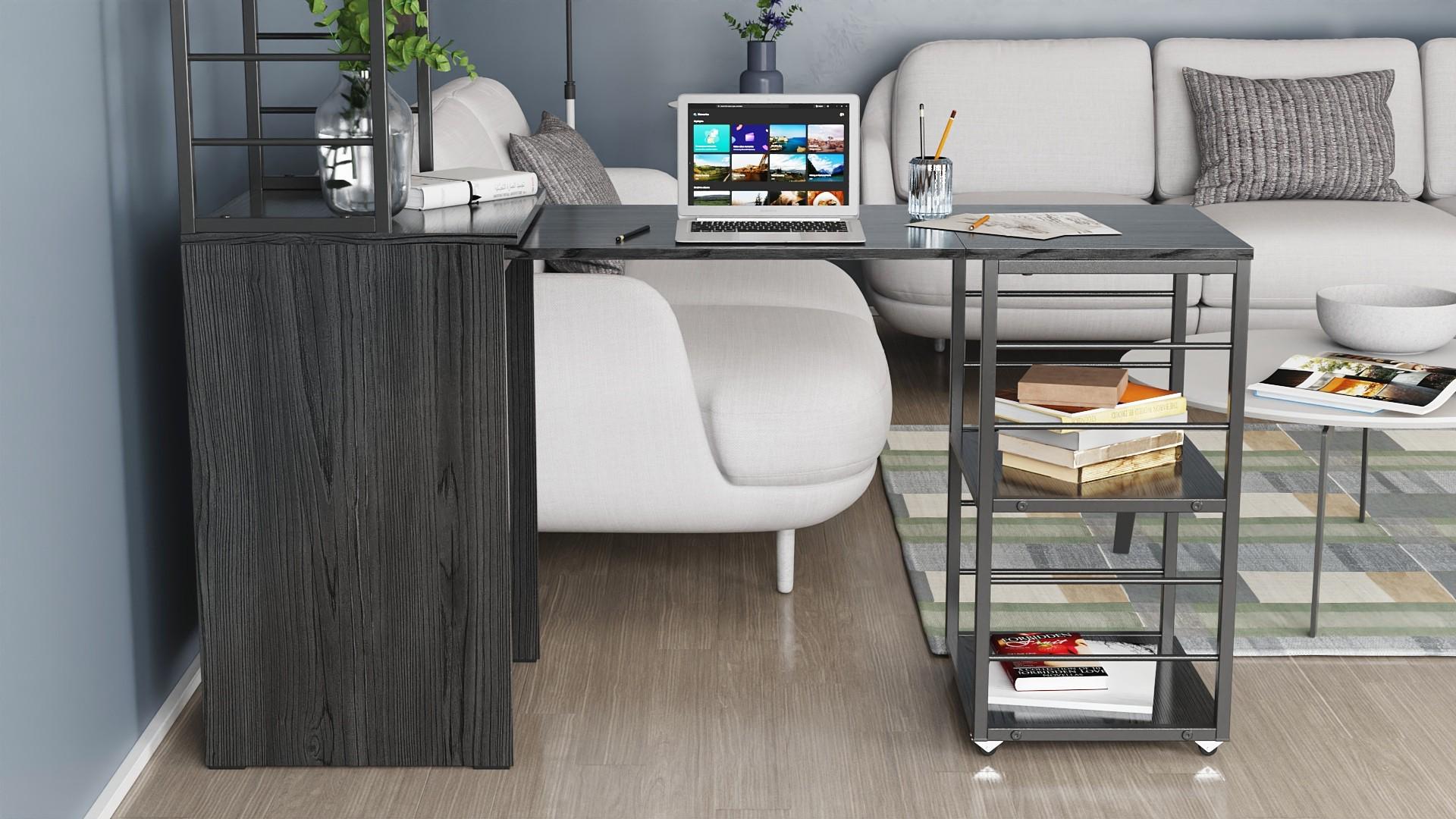 Стіл-тумба трансформер Ferrum-decor Смарт 3/2 з етажеркою метал/ДСП 16 мм 1430x1450x600 мм Чорний/Сосна Кембра (FRD-105118) - фото 10 Стіл-тумба трансформер Ferrum-decor Смарт 3/2 з етажеркою метал/ДСП 16 мм 1430x1450x600 мм Чорний/Сосна Кембра (FRD-105118) - фото 10