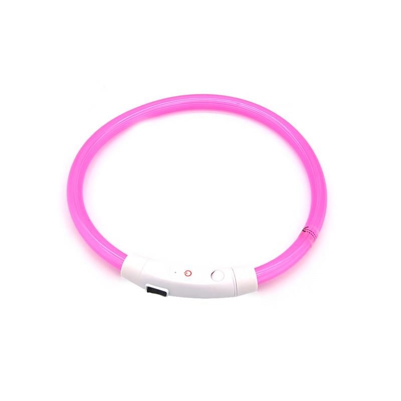 Нашийник світлодіодний Lesko L-18 USB S Pink - фото 1