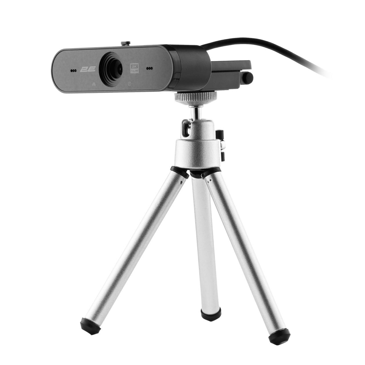 Веб камера з мікрофоном/штативом 2E 2K 30fps fixed focus Чорний (iz15900)