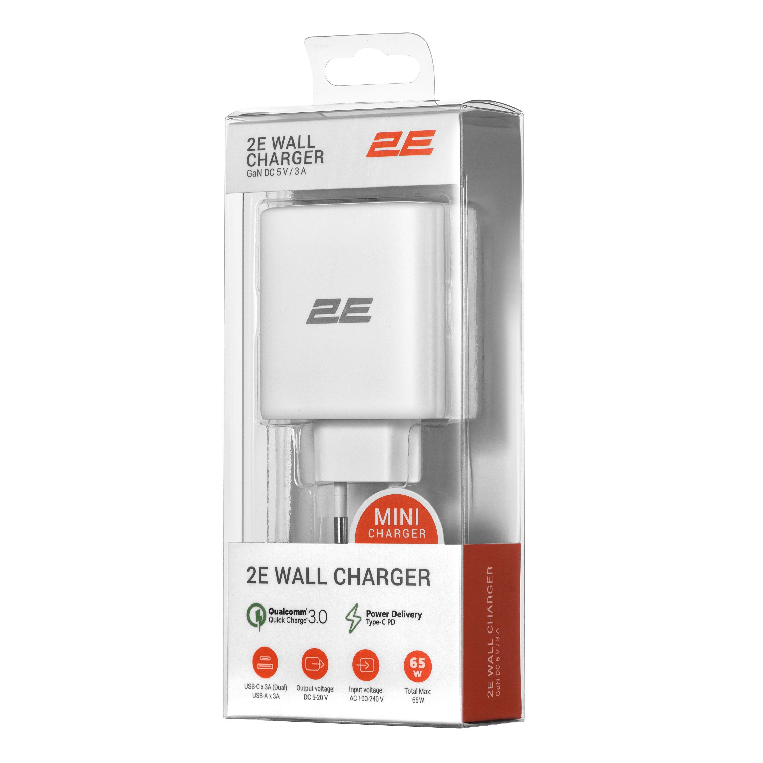 Зарядний пристрій 2E GaN 65 Вт 2xUSB-C USB-A PD/QC 2E-WC3USB65W-W Білий (616411) - фото 6