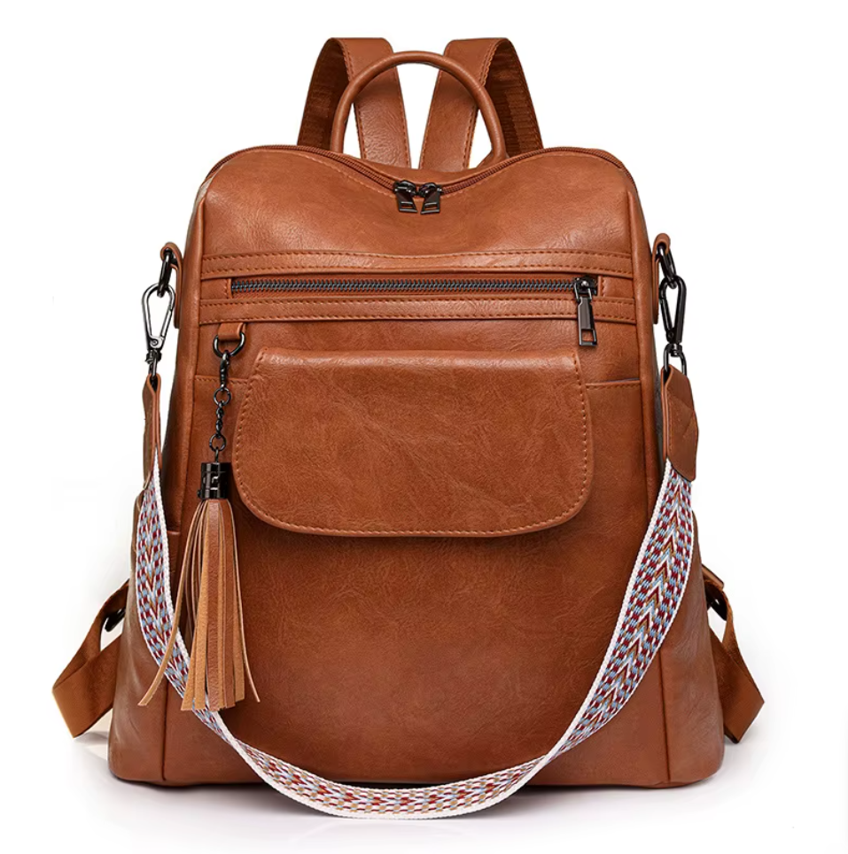 Городской женский рюкзак кожаный Светло-коричневый (РСК063)