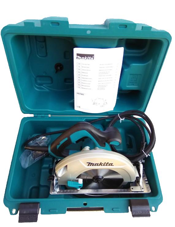 Ручная дисковая пила Makita HS7601K (1200Вт, 190мм) пила с регулировкой опорной плиты и пильного диска + кейс (4549)