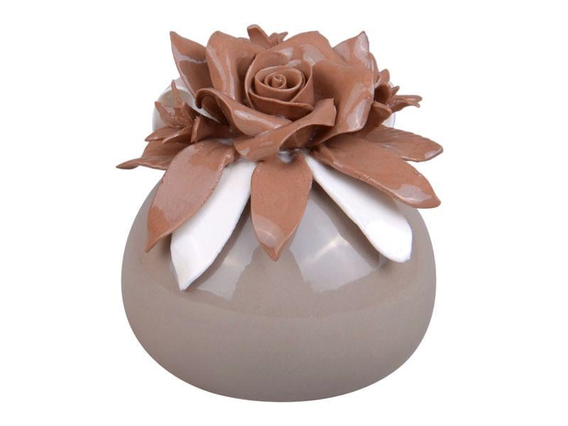 Декоративна парфумерна фарфорова ваза Light Hous Бриз квітка 10 см Сірий/Коричневий