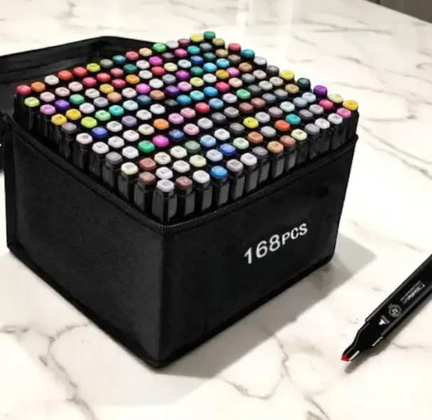 Маркеры скетч 168 цветов в чехле двусторонние спиртовые (as168)