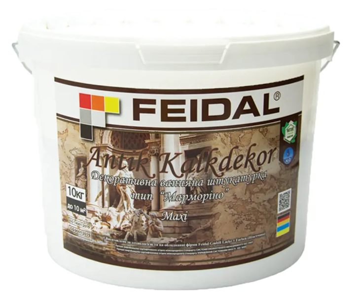 Штукатурка декоративная известковая Feidal Antik Kalkdekor maxi эффект природного камня мраморный база А для внутренних и наружных работ 10 кг Белый (1815896595)
