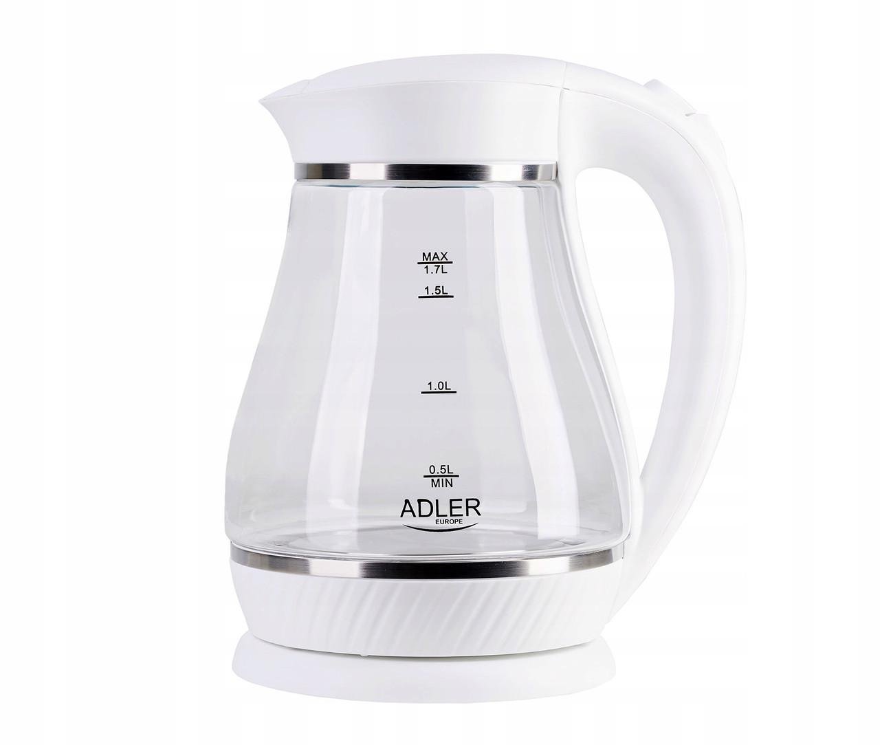 Электрочайник Adler AD 1274 стеклянный 1,7 л Белый (015068)