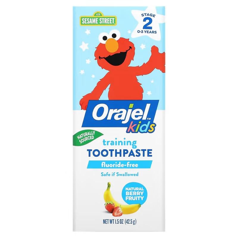 Зубна паста для дітей Orajel Kids Elmo Training Toothpaste Fluoride-Free 3 Months to 4 Years Berry Fun 42,50 g - фото 1