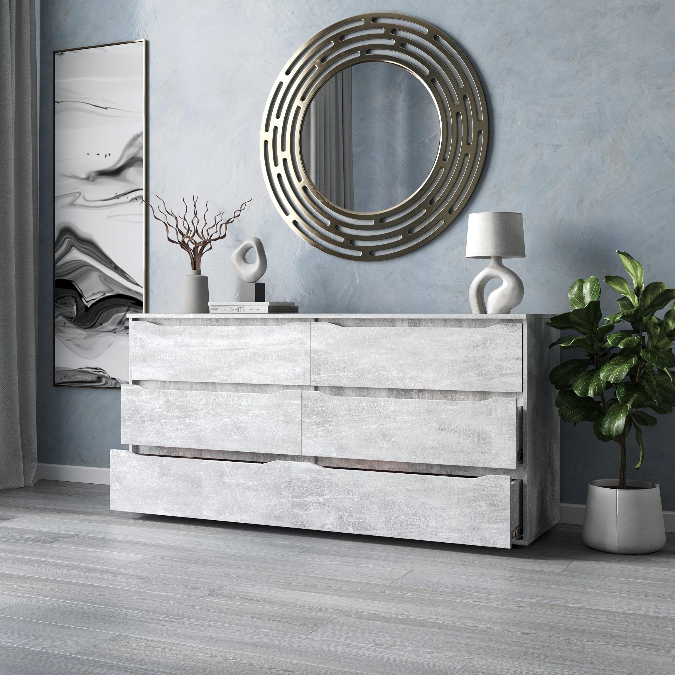 Комод №2 на 6 ящиков без ручек Бетон (380253)