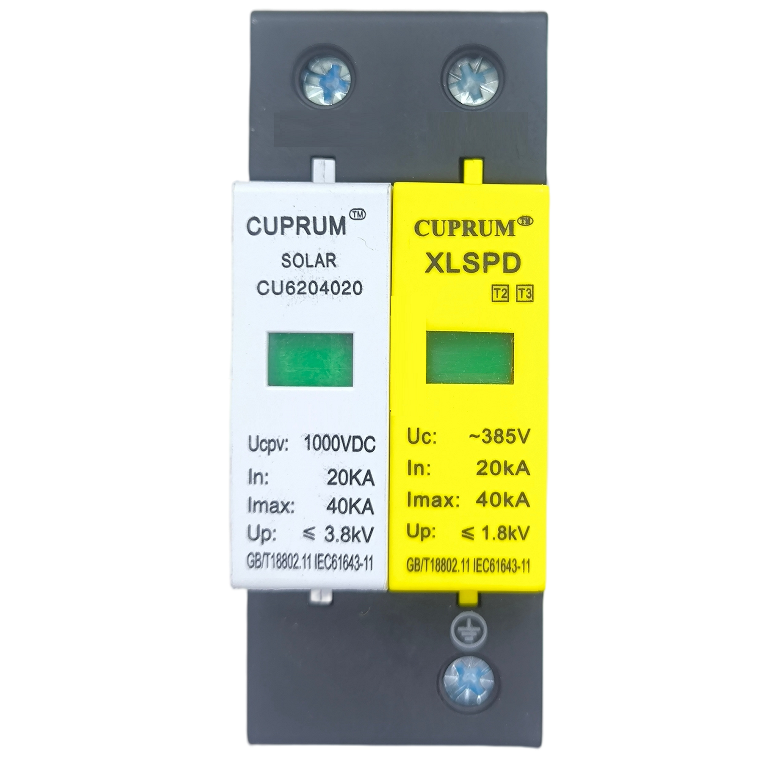 Пристрій захисного відключення комбінований DC+AC 1пDC 1000V+ 1пAC 385V 40kA (cu6204022)