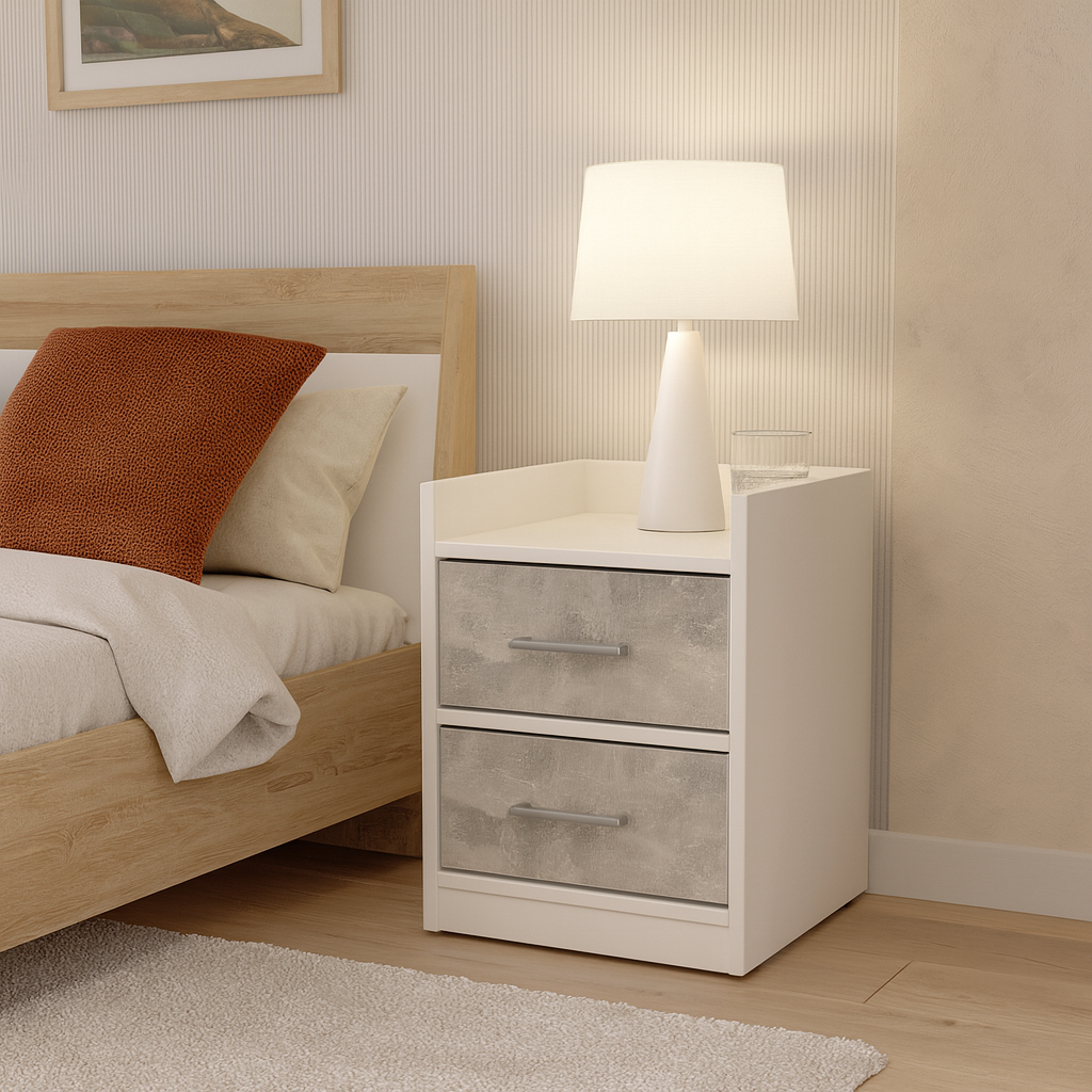 Тумба прикроватная ТП6 SENAM 500х380х350 мм корпус ДСП Белый фасад ДСП Ателье Светлый - фото 1