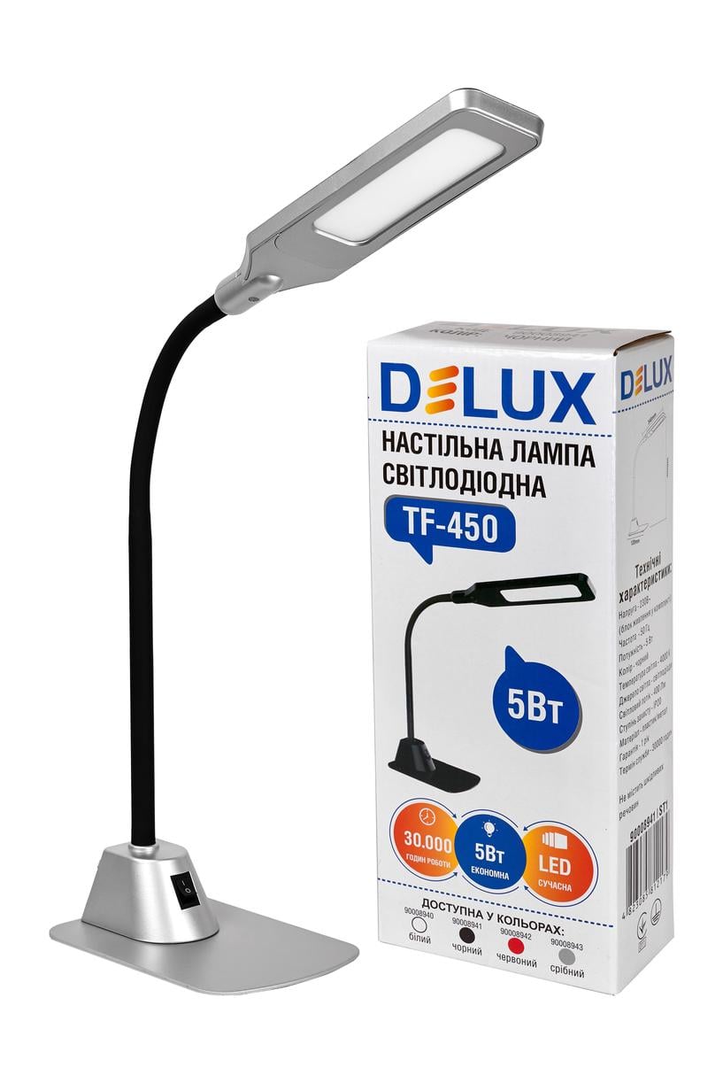 Світильник світлодіодний настільний Delux TF-450 4000K 5 Вт Срібний (12581815)