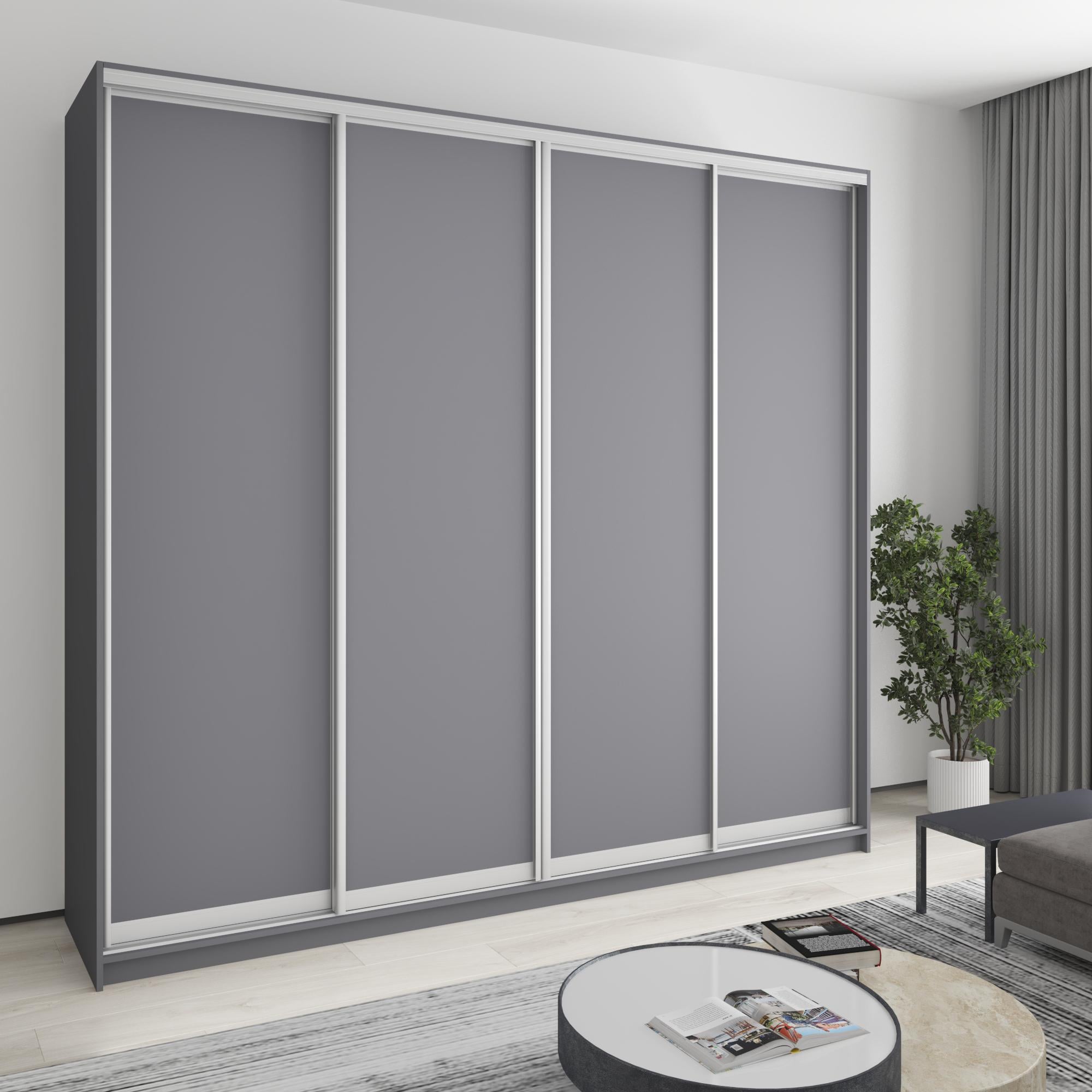 Шафа-купе чотиридверна MebelStar Стандарт AL 4 ДСП 260x45x240 см Антрацит (MBS-13043)