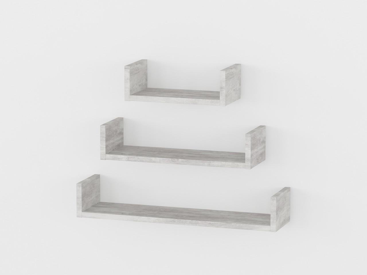 Комплект навесных полок Moreli Forte Anika 3 шт. Бетон (id27-0000-37-beton)