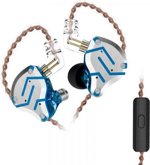 Наушники KZ ZS10 Pro с микрофоном glare Blue - фото 1