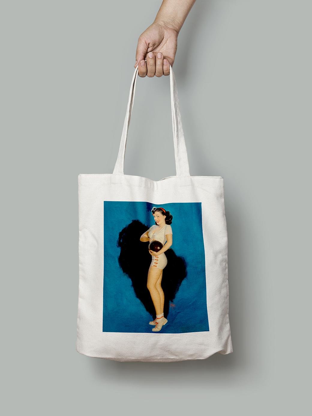 Эко-сумка Девушка с шаром для боулинга. Уолт Отто шопер (pin_up010055_Bag)