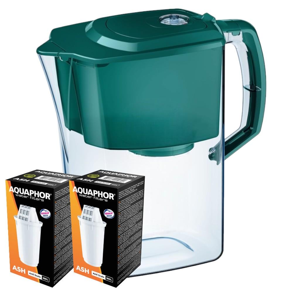 Фильтр-кувшин Аквафор Атлант с двумя модулями А5Н Изумрудный