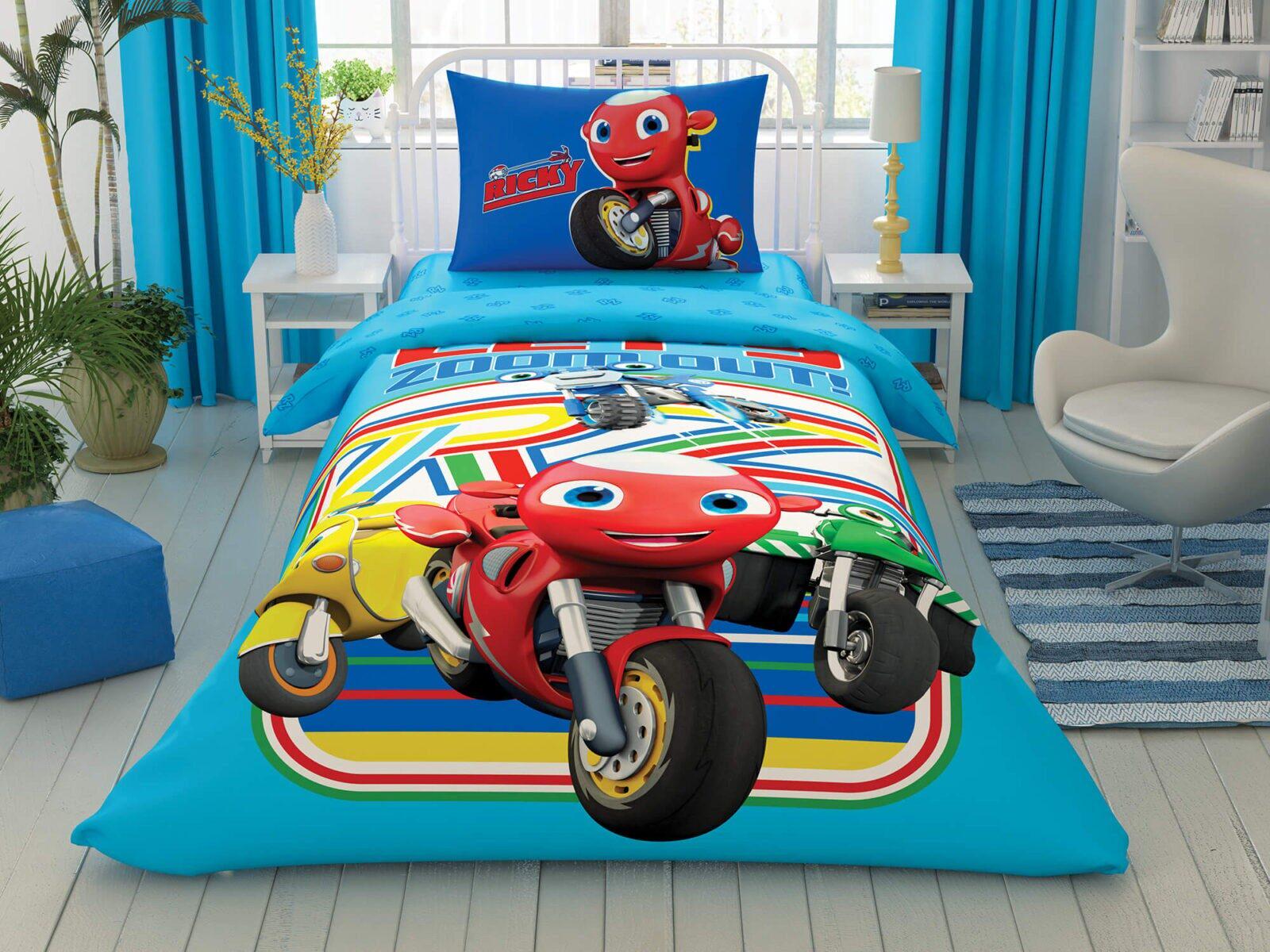 Постільна білизна Tac Disney Ricky Zoom ранфорс полуторна на гумці