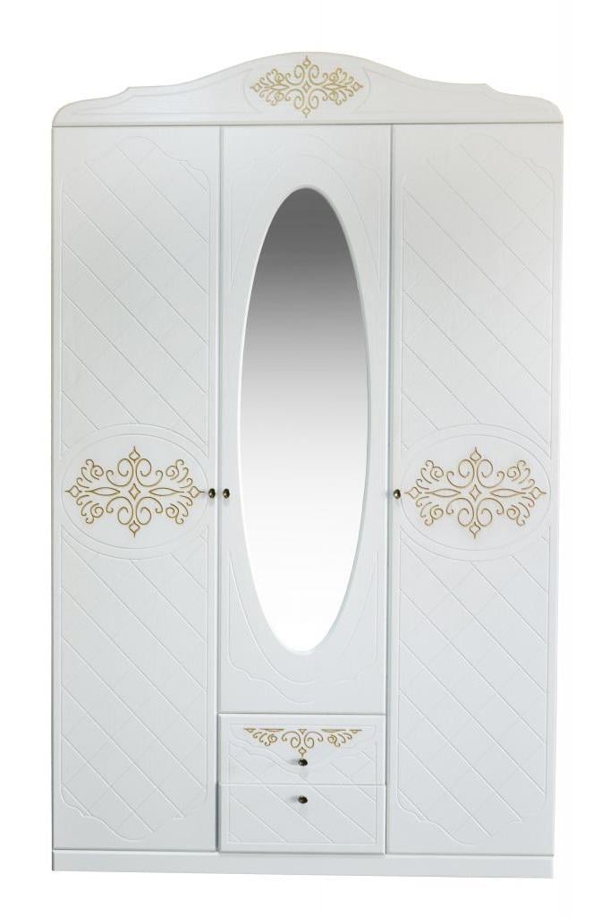 Шкаф Лучия Neman ЛДСП/МДФ/Пленка ПВХ 1500х2300х500 мм Белый супермат/Патина золото