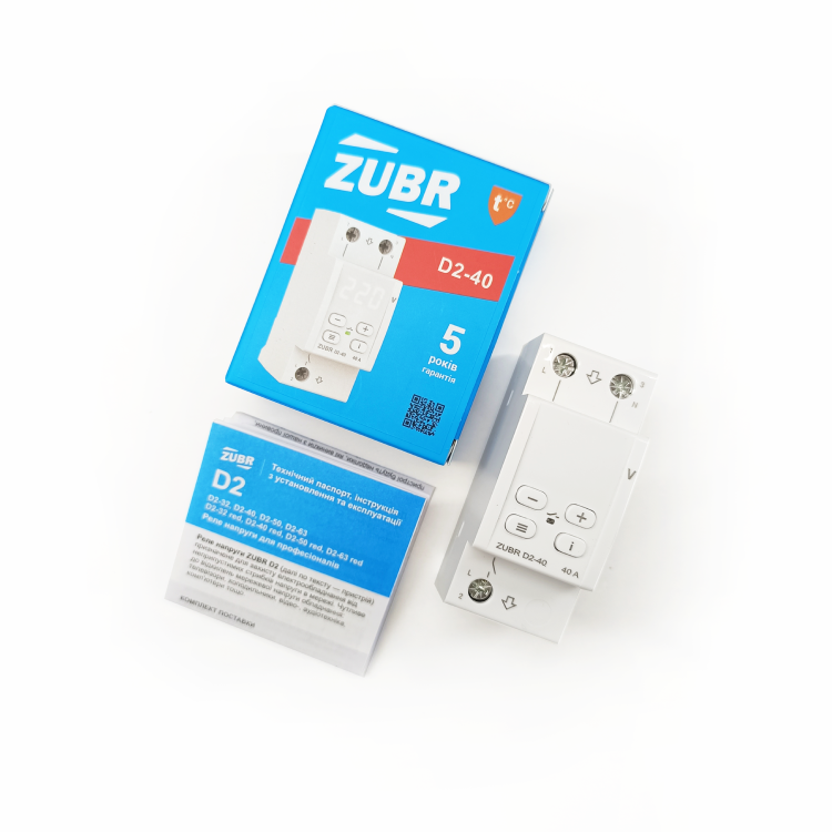 Реле напряжения ZUBR D2-40 однофазное с термозащитой 40А max 50А 8800ВА (4820120221682) - фото 5