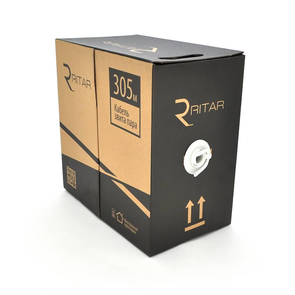 Кабель КНПЕ FTP-cat6 4х2х056 Ritar CU для зовнішніх робіт Corton Box 305 м Black (43669)