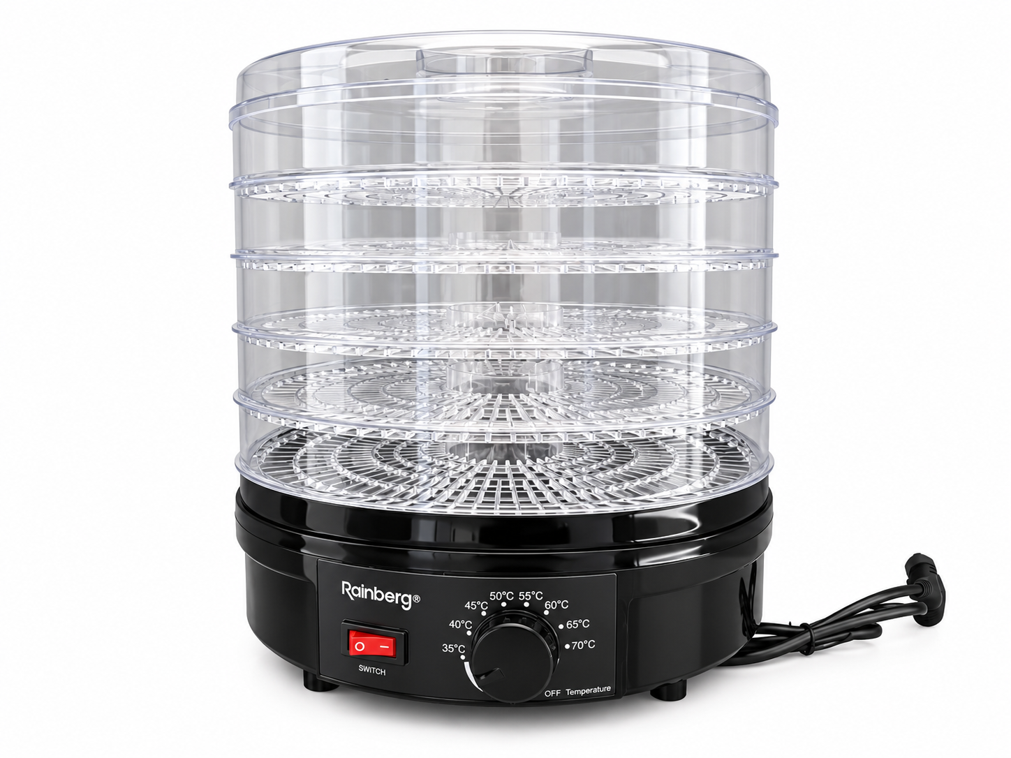 Электросушилка для продуктов Rainberg RB-912 800 Вт 5 ярусов Черный (ML-07069)