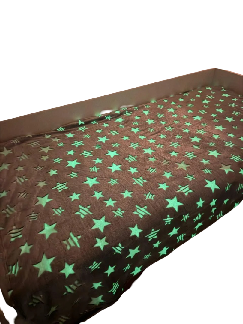 Плед светящийся Звезды флисовый 150х200 см Серый (Д-am-pled-svet-006)