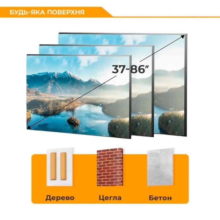 Кронштейн с уровнем Brateck KL36-46F 37-86" до 45 кг. VESA 600x400 Black (30836022) - фото 6