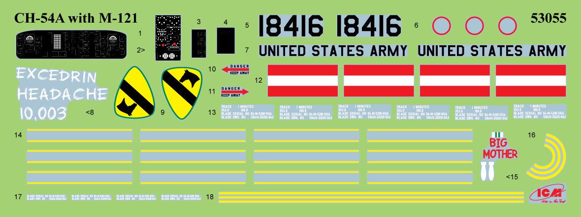 Сборная модель ICM Sikorsky CH-54А Tarhe с бомбой М-121 (53055) - фото 14