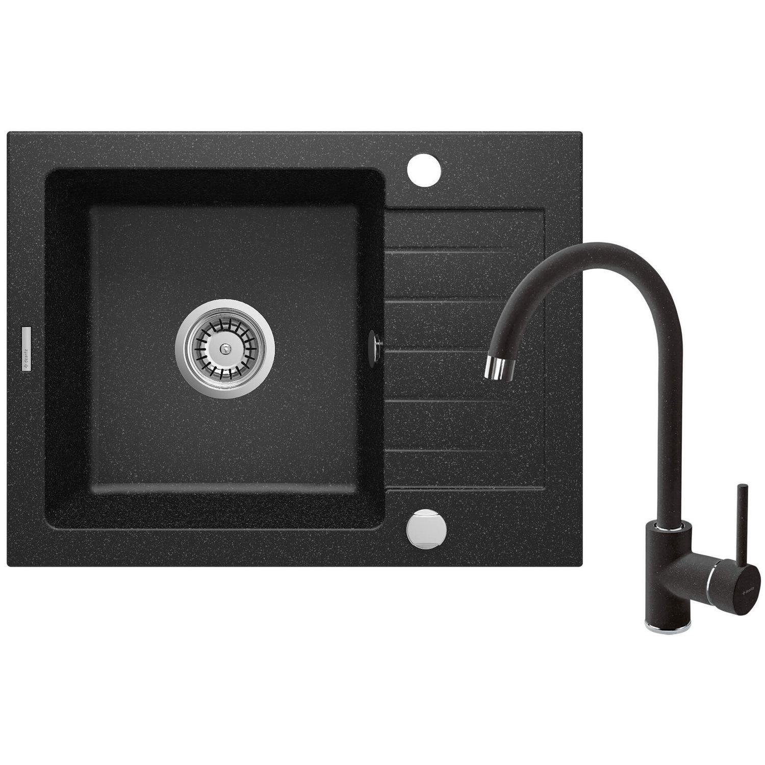 Мойка кухонная Deante ZQZA211A гранитная прямоугольная 580x440 мм Графитовая (25965263)