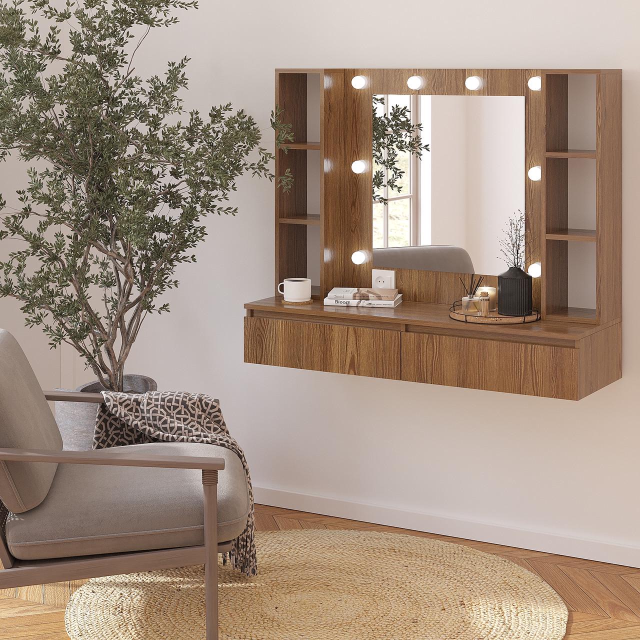 Туалетний столик New and Classic підвісний із підсвічуванням 1000х1200х400 мм Дуб родос (ТЗ-Флай-6) - фото 1 Туалетний столик New and Classic підвісний із підсвічуванням 1000х1200х400 мм Дуб родос (ТЗ-Флай-6) - фото 1