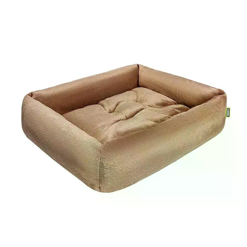 Лежанка плюшевая прямоугольная для собаки или кота 38х48х12 см Карамель