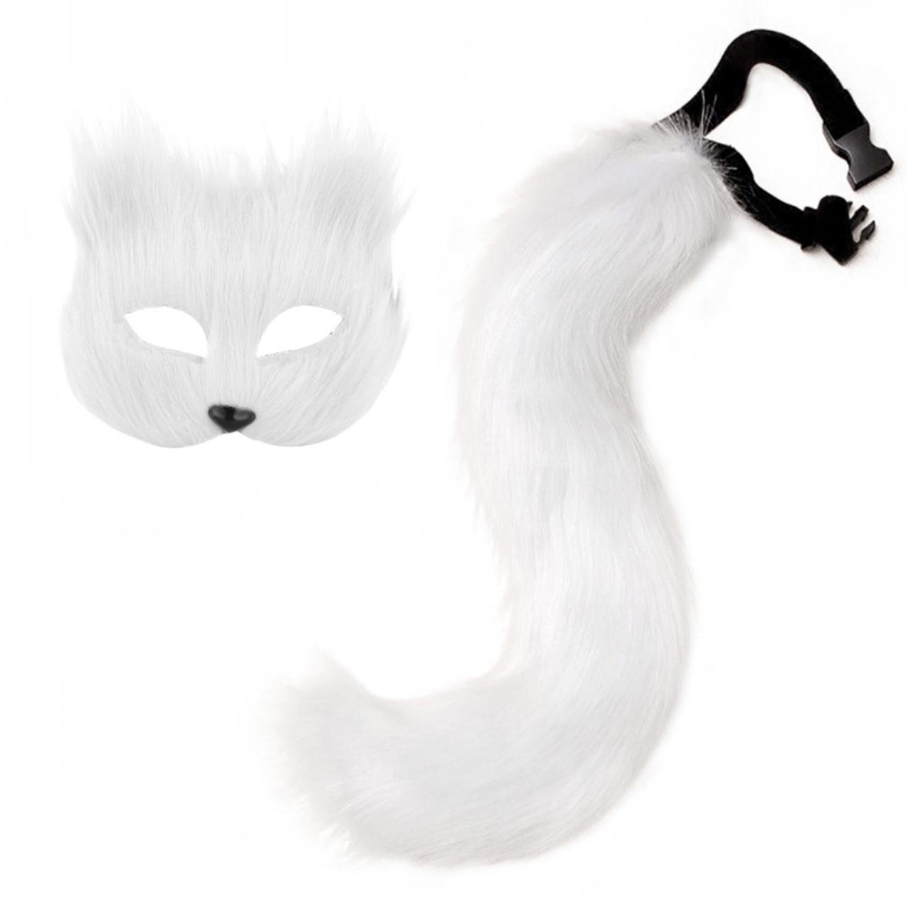 Комплект 2в1 маска/хвост для квадробики/косплея/аниме Белый Комплект 2в1 маска/хвост для квадробики/косплея/аниме Белый