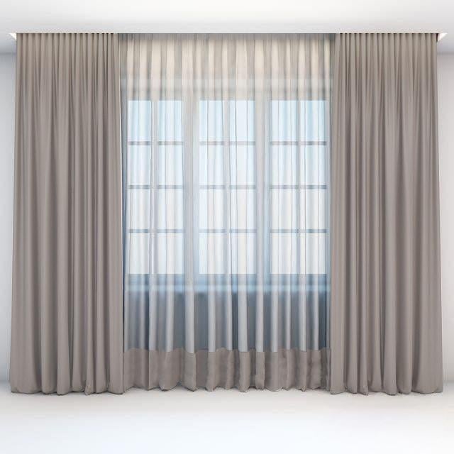 Комплект штор с тюллю Academy Gardin Модельный 250х250/500х250 см 3 шт. Капучино