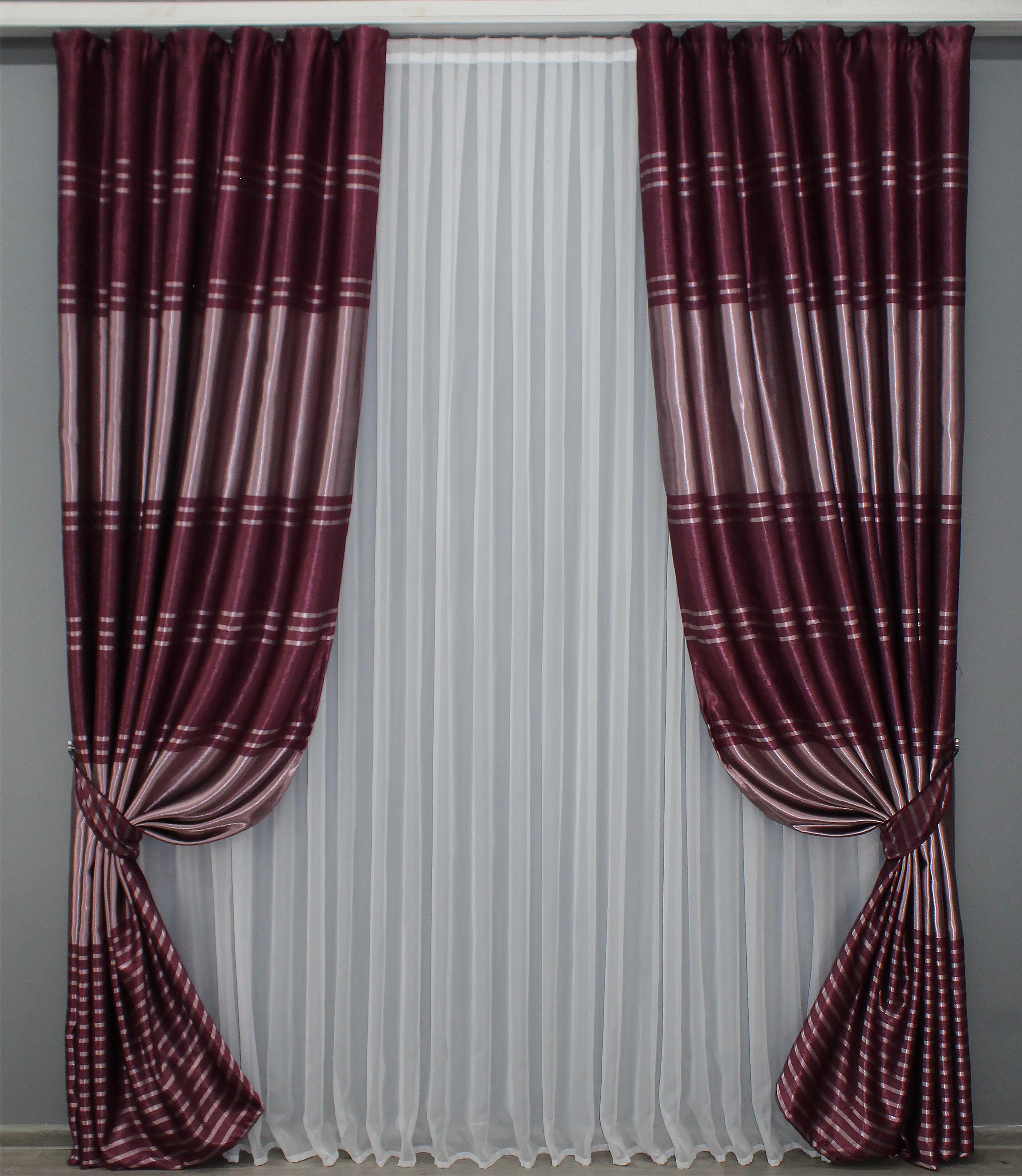 Комплект готовых штор VR-Textil Софт № 1383ш 100х270 см 2 шт. Малиновый (31-648)