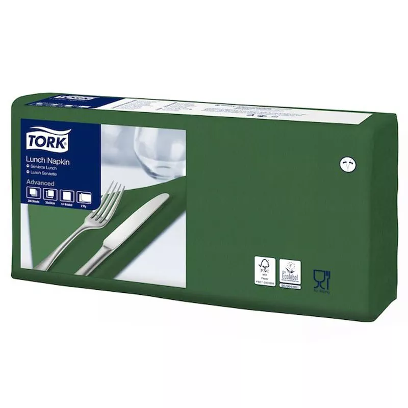 Салфетки бумажные зеленые Tork 33x33 см (477214)